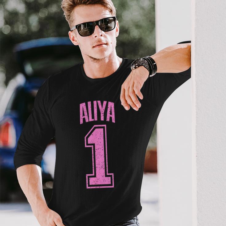 Aliya Supporter Number 1 Biggest Fan Langarmshirts Geschenke für Ihn