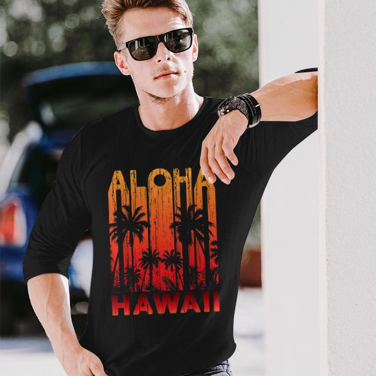 Aloha Hawaii Palm Trees Paradise Beach Holiday Summer Langarmshirts Geschenke für Ihn