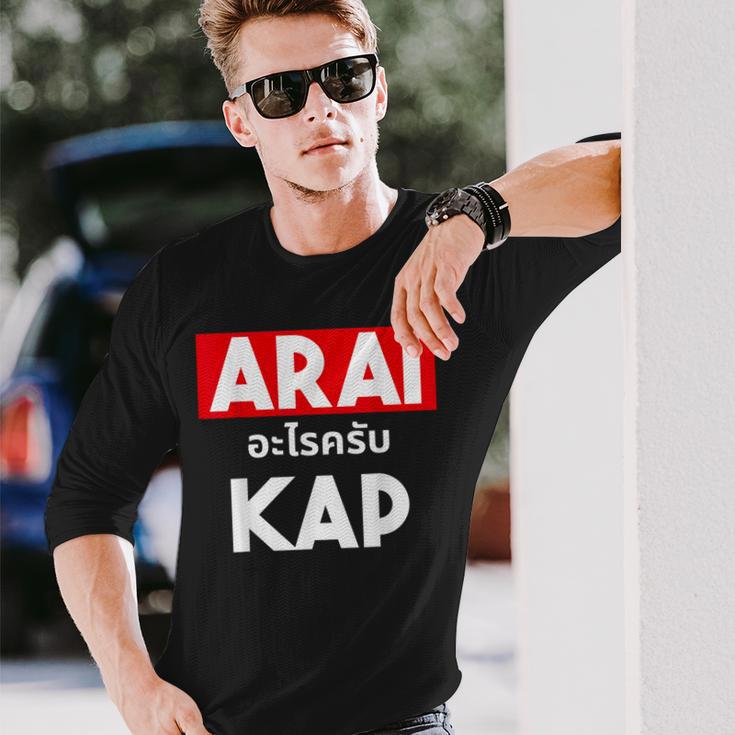 Arai Cape Thai Script Saying Thailand Langarmshirts Geschenke für Ihn