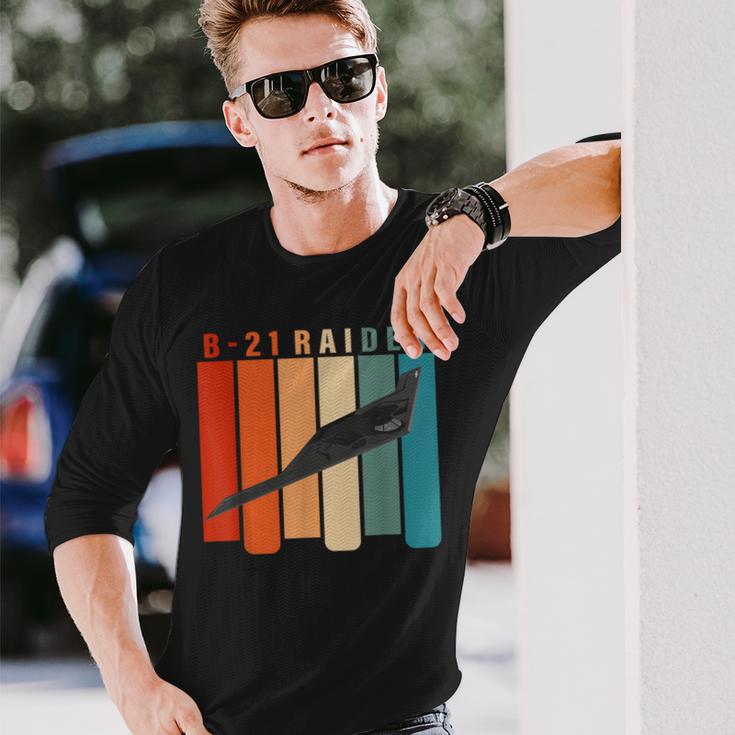 B-21 Raider Stealth Bomber Jet Avión Retrointage B21 Camiseta de manga larga Regalos para él