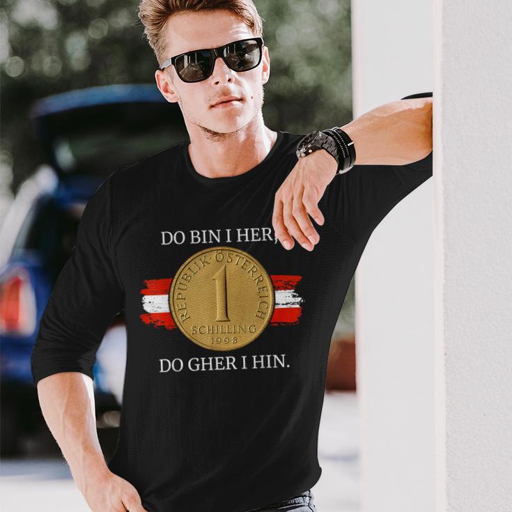 Do Bin I Her Austria Schilling Austrian Flag Langarmshirts Geschenke für Ihn