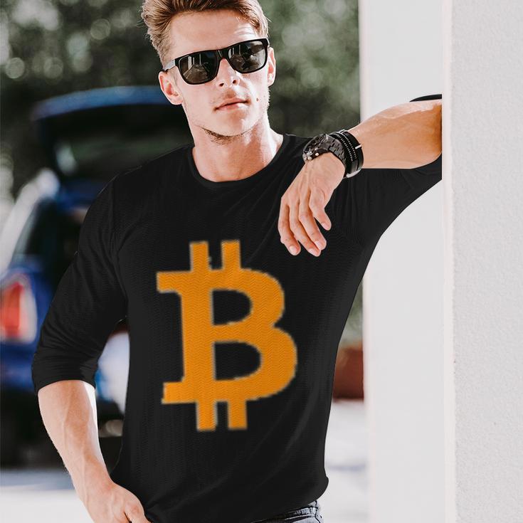 Bitcoin Logo Small Simple Subtle Little Centred Langarmshirts Geschenke für Ihn