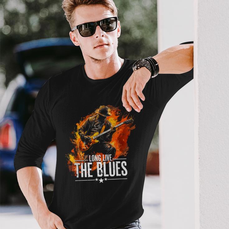 Blues Music Guitar For Guitaristsintage Langarmshirts Geschenke für Ihn