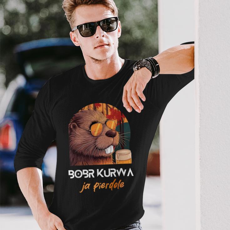 Bober Kurwa Polish Beaver Meme Bobr Ja Pierdole Langarmshirts Geschenke für Ihn