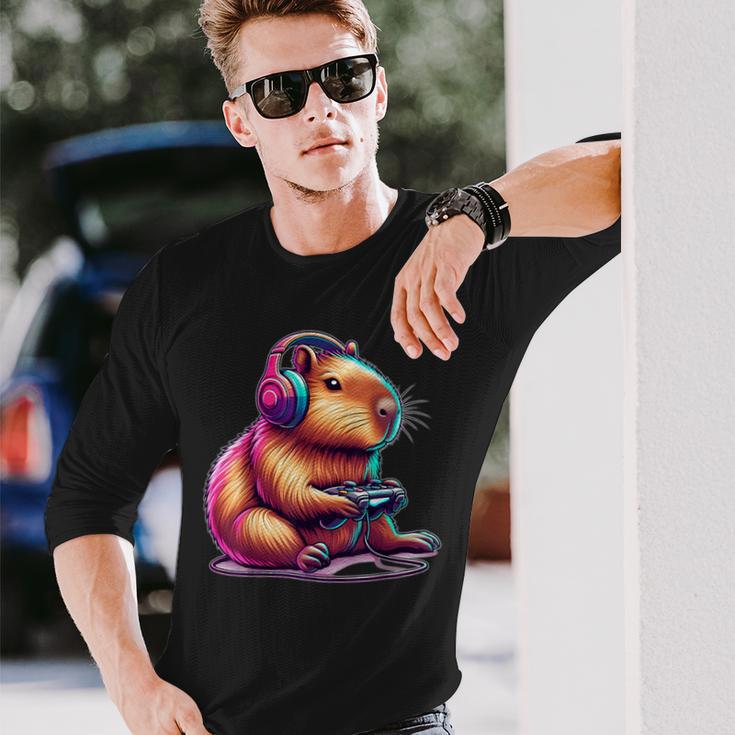 Capybara Gamer ideo Games Lovers Langarmshirts Geschenke für Ihn