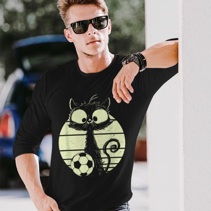 Cat Footballer Cats Cute Cat Langarmshirts Geschenke für Ihn