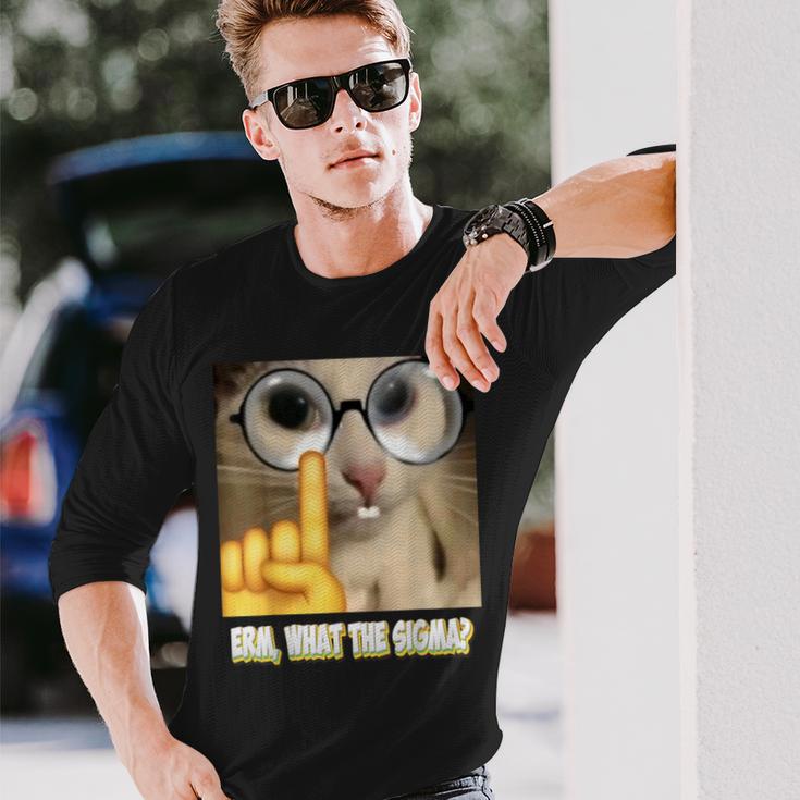 Cat Ehm Was Zum Sigma Cat Meme Langarmshirts Geschenke für Ihn