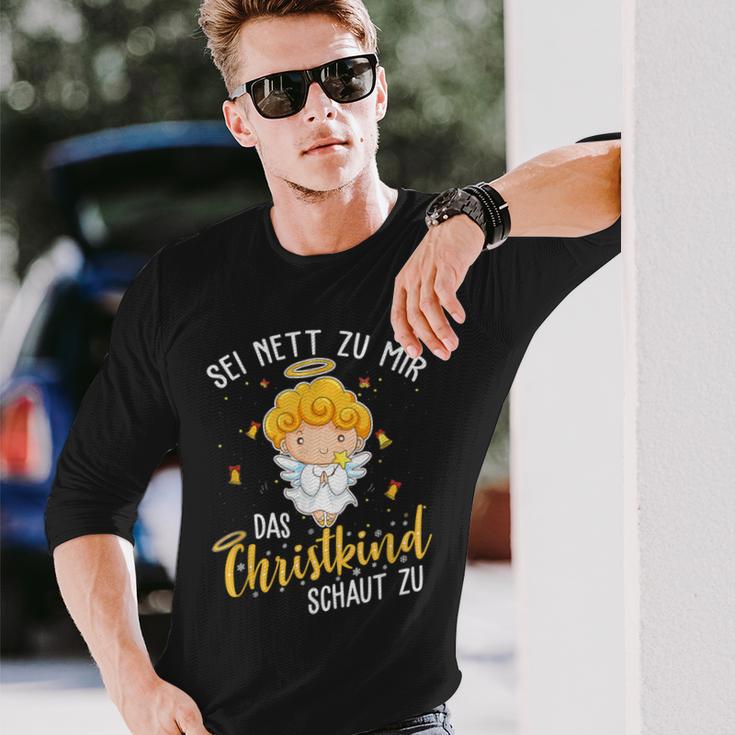 Christkind Schaut Zu Christmas Night Holiday Evening Langarmshirts Geschenke für Ihn