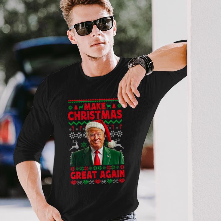 Make Christmas Great Again Santa Trump Christmas Ugly Langarmshirts Geschenke für Ihn