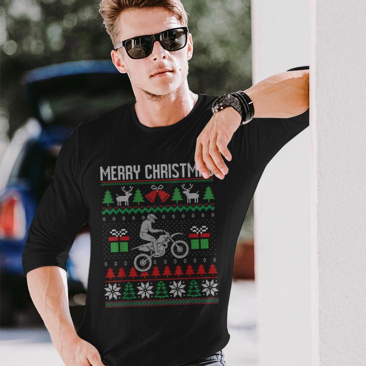 Christmas Jumper Motocross Dirt Bike Racing Christmas Sports Ugly Langarmshirts Geschenke für Ihn