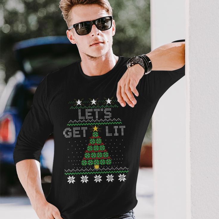 Christmas Let's Get Lit Tree Knit Ugly Sweater Long Sleeve T-Shirt Gifts for Him Christmas Let's Get Lit Tree Knit Ugly Sweater Long Sleeve T-Shirt Gifts for Him