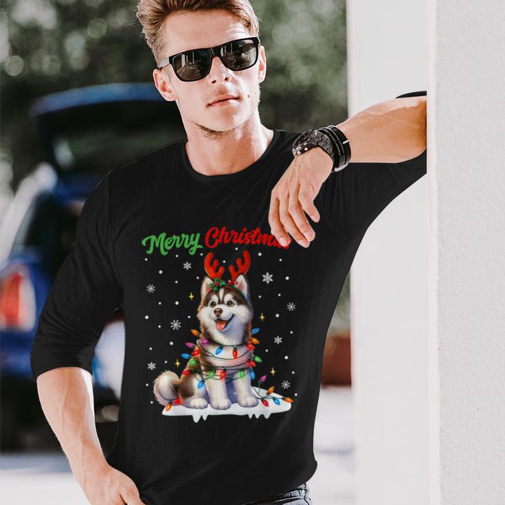 Christmas Outfit Christmas Jumper Husky Dog Christmas Langarmshirts Geschenke für Ihn