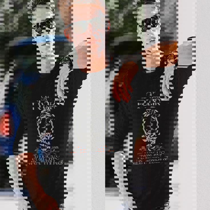 Clan Fraser Of Lovat Tartan Crest Thistle Vintage Long Sleeve T-Shirt Gifts for Him