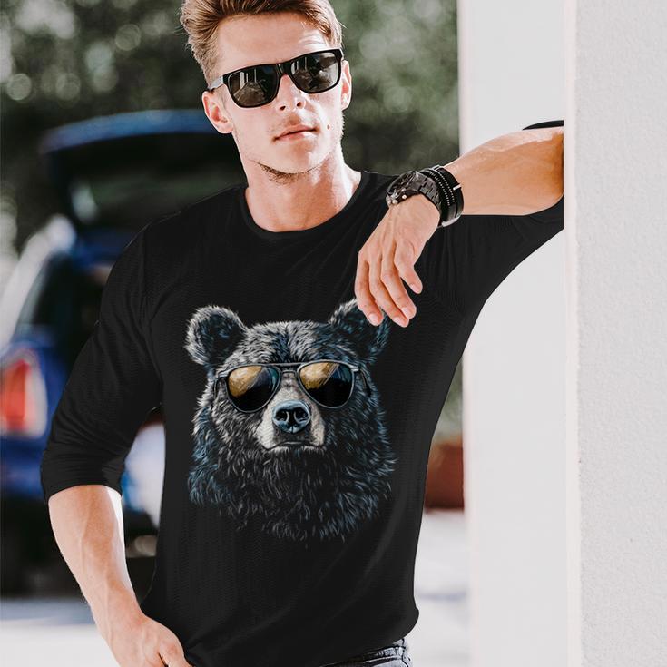 Cool Bear Portrait With Sunglasses Illustration Bear Langarmshirts Geschenke für Ihn