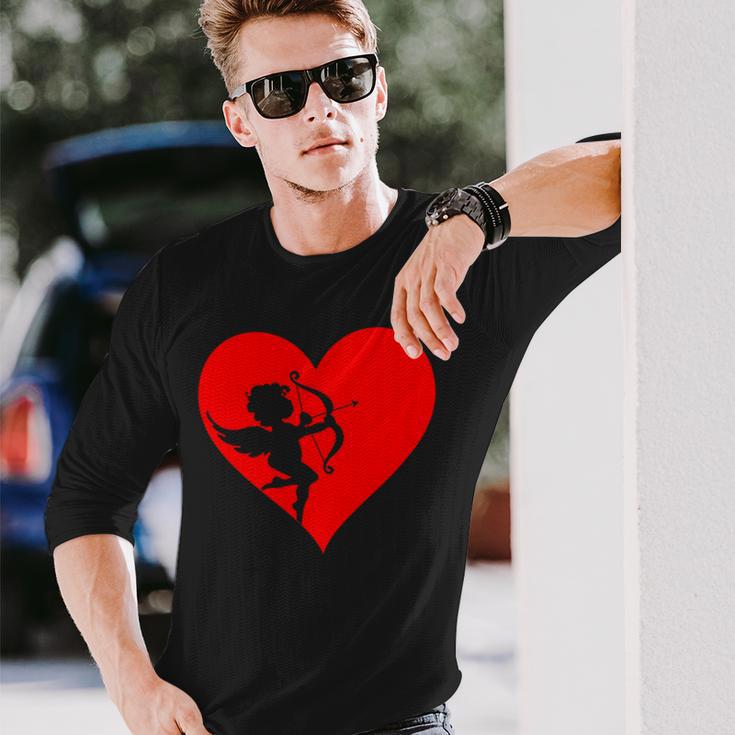 Cupid With Bow And Arrow Fun Love Heart Langarmshirts Geschenke für Ihn