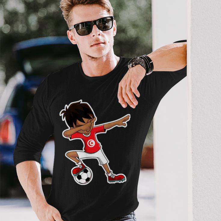 Dabbing Soccer Boy Tunisian Children's Tab Langarmshirts Geschenke für Ihn