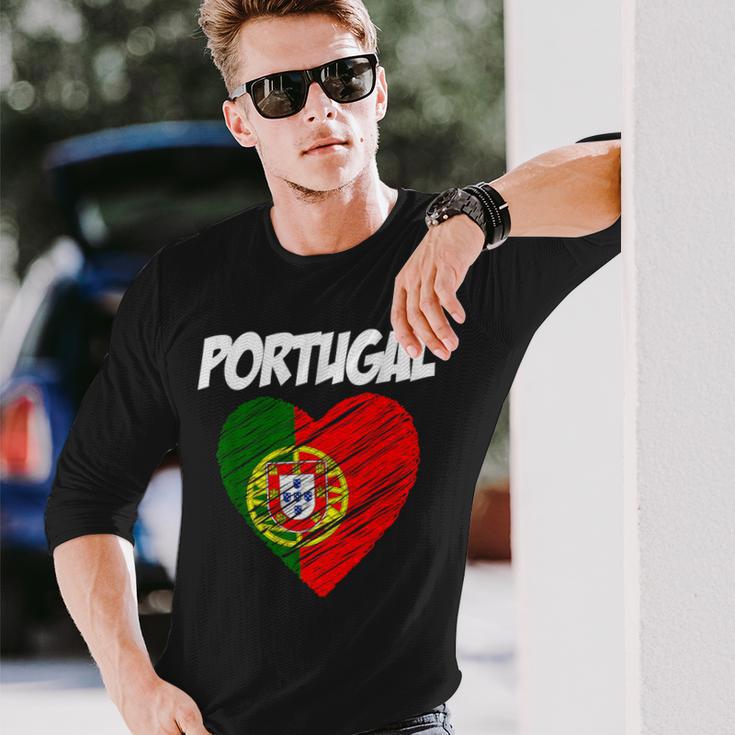 De La Bandera Del Corazón De Portugal I Love Portugal Camiseta de manga larga Regalos para él