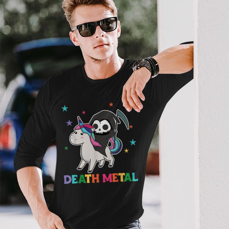 Death Metal Rock Music Death Riding Unicorn Unicorns Langarmshirts Geschenke für Ihn