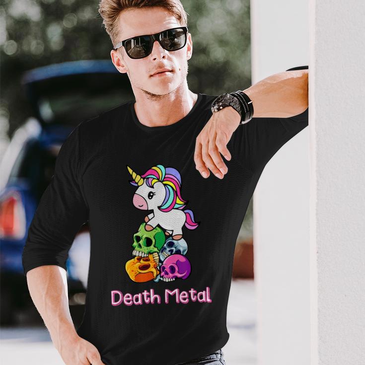 Death Metal Unicorn Cute Rock Metal Emo Alternative Langarmshirts Geschenke für Ihn