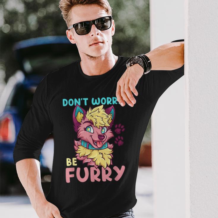 Don't Worry Be Furry I Furry Fandom Cosplay Langarmshirts Geschenke für Ihn