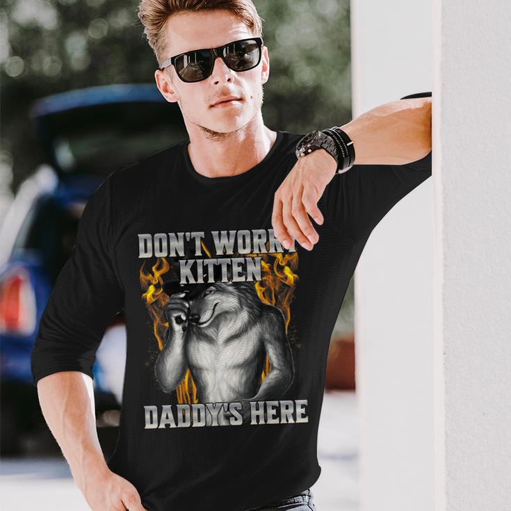 Dont Worry Kitten Daddys Here Langarmshirts Geschenke für Ihn