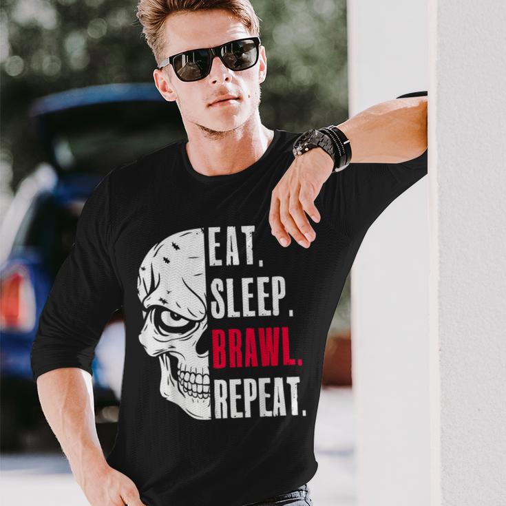 Eat Sleep Brawl Repeat ideo Game Langarmshirts Geschenke für Ihn