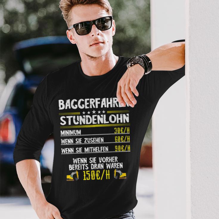 Excavator Driver Hourly Wage Digger Guide Machine Guide Work Langarmshirts Geschenke für Ihn