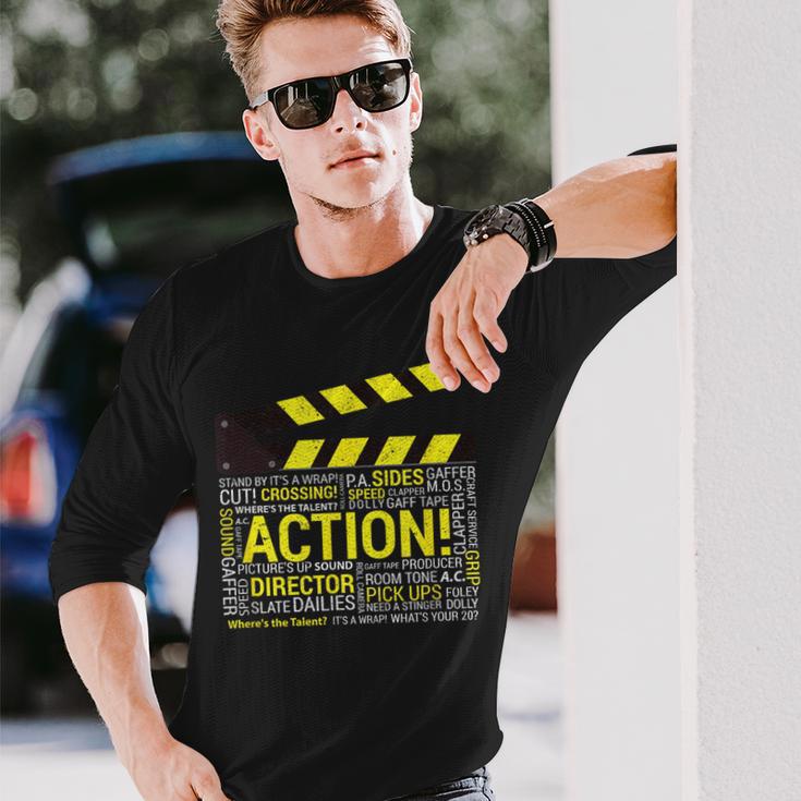 Filmmaker Director Cameraman Film Crew Langarmshirts Geschenke für Ihn