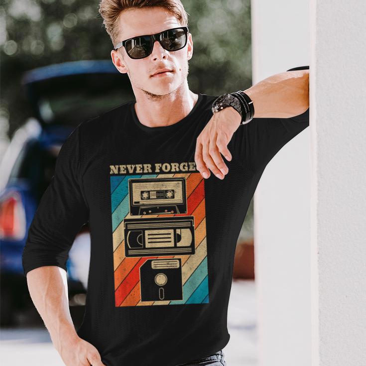 Never Forget Diskettehs Band 90S 80S Cassette Langarmshirts Geschenke für Ihn