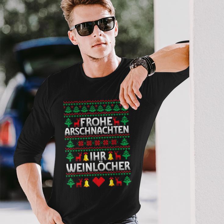 Frohe Arschnachten Ihr Weinlöcher Costume Christmas Langarmshirts Geschenke für Ihn