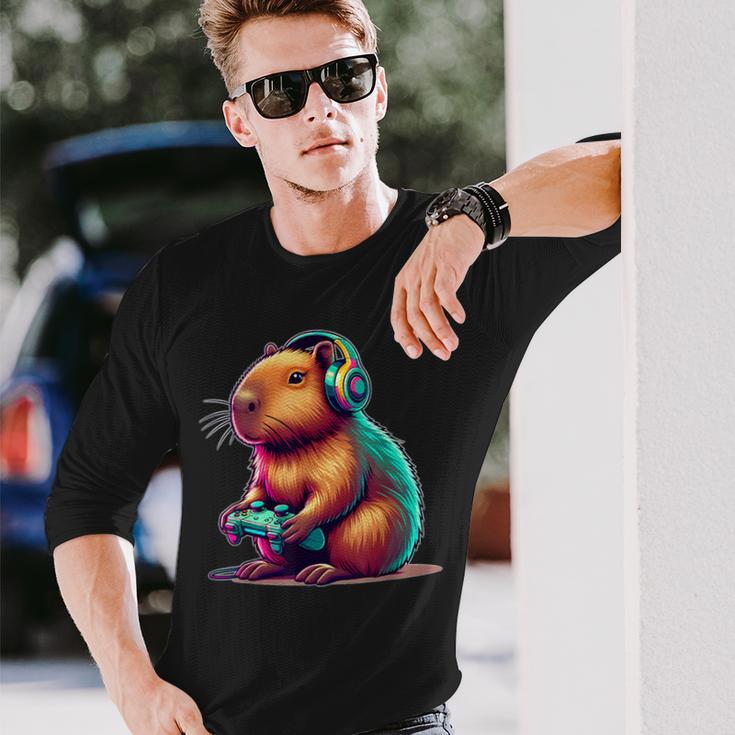 Capybara Gamerideo Games Lovers Capybara Langarmshirts Geschenke für Ihn