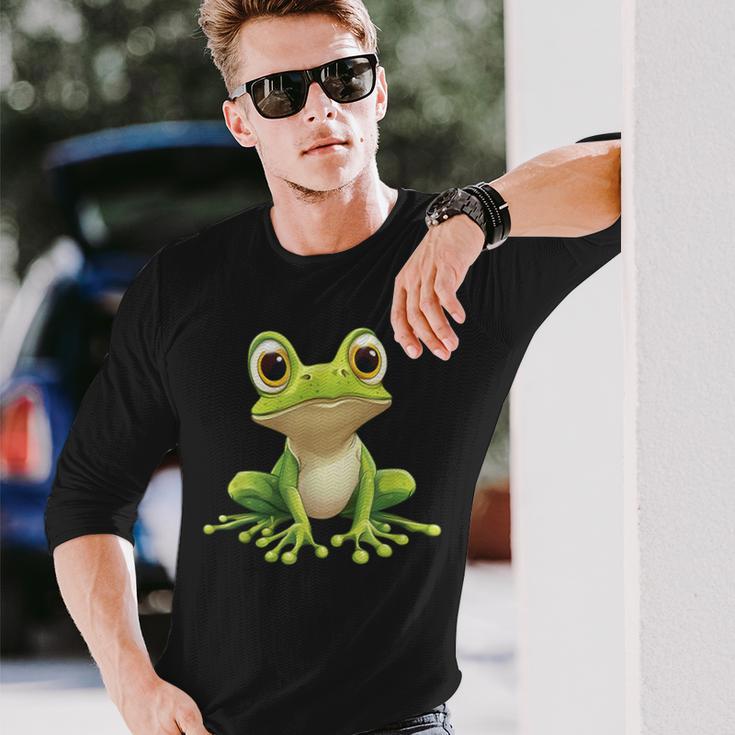 Frog With Big Eyes Frog Motif Langarmshirts Geschenke für Ihn