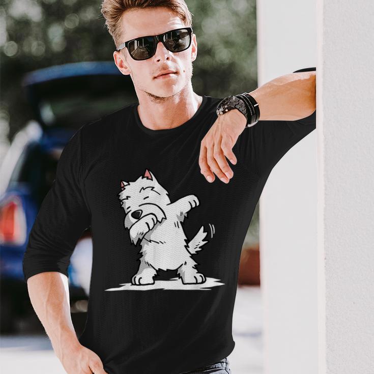 Gentle Westie Dog Dab Dance Langarmshirts Geschenke für Ihn