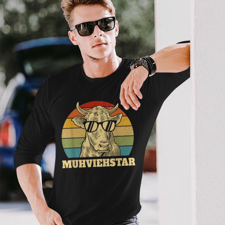 Muhviehstar Moviestar Cow Cow Cow Cattle Farmer Langarmshirts Geschenke für Ihn