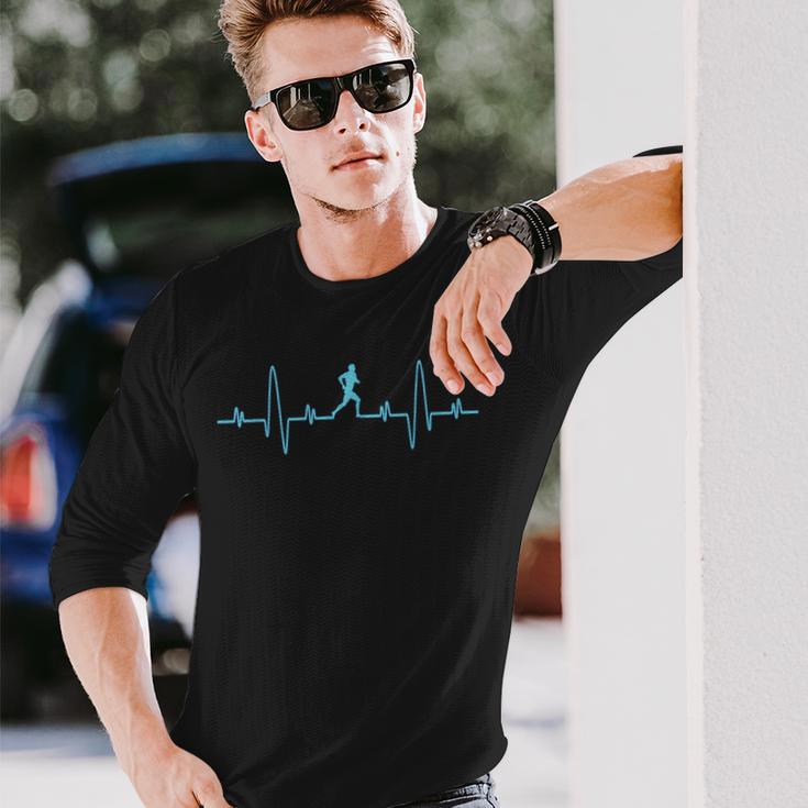 Running With Heartbeat For Runners And Joggers Cool S Langarmshirts Geschenke für Ihn