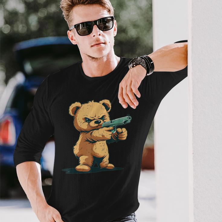 Teddy Bear With Gun For Gun Lovers Langarmshirts Geschenke für Ihn