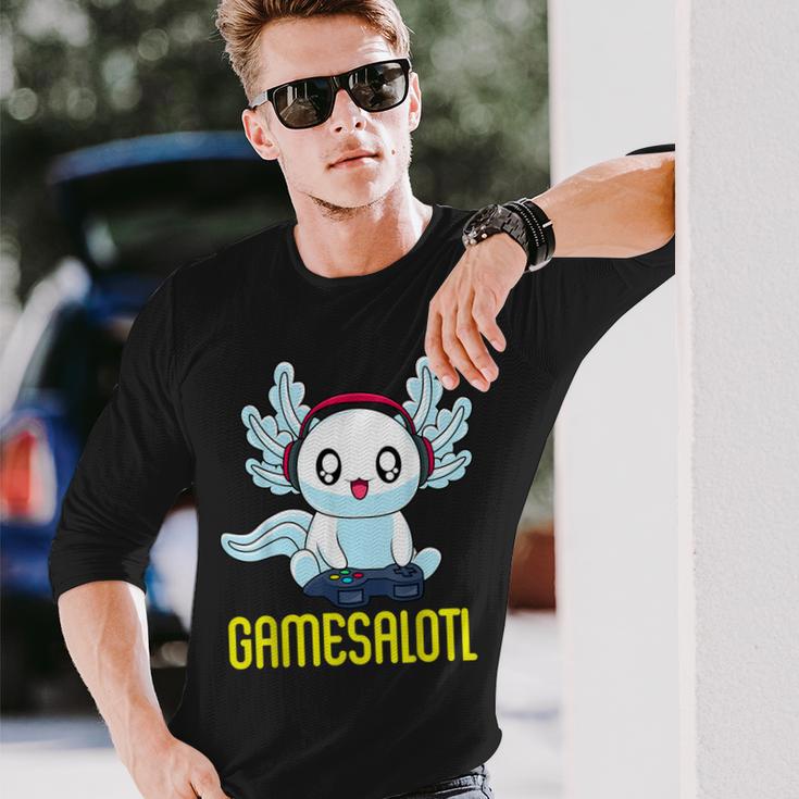 Gamesalotl Gamesolotl Gamer Gaming Axolotl Playsalotl Langarmshirts Geschenke für Ihn