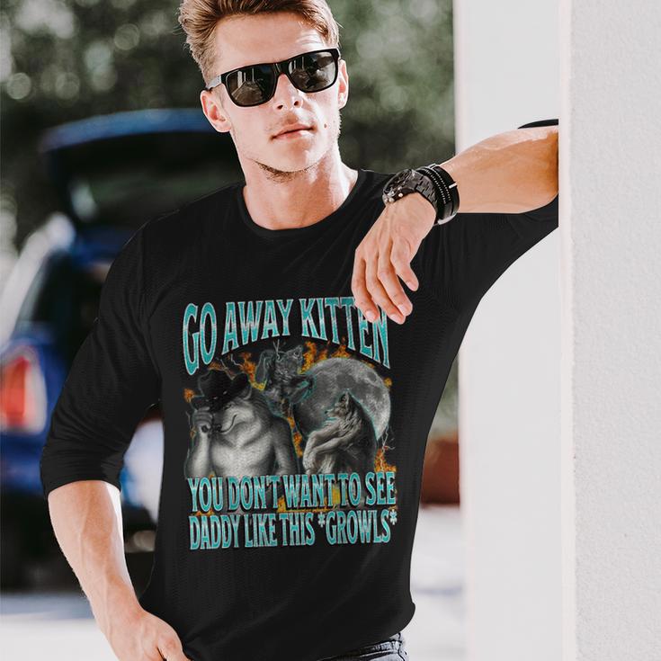 Go Away Kitten Offensive Werewolf Meme Bootleg Graphic Langarmshirts Geschenke für Ihn