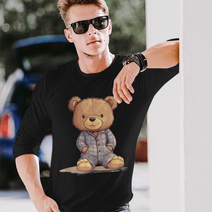 Great Teddy Bear In Soft And Cosy Pyjamas Langarmshirts Geschenke für Ihn