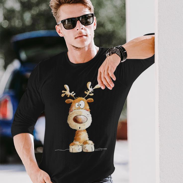 Happy Reindeer I Deer Wild Animal Elk Christmas Fun Langarmshirts Geschenke für Ihn