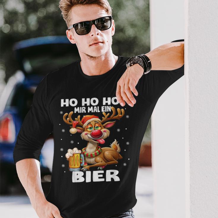 Ho Ho Hol Mir Mal Ein Bier Reindeer Saying Christmas Langarmshirts Geschenke für Ihn