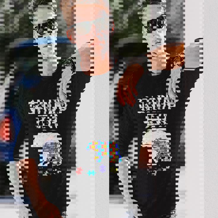 Hombre Grandad Bear Autism Awareness Autism Papa Daddy Camiseta de manga larga Regalos para él