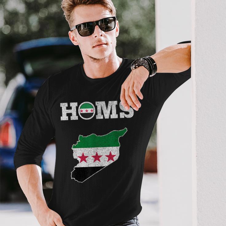 Homs Syria Free Syria Flag Syrian Langarmshirts Geschenke für Ihn