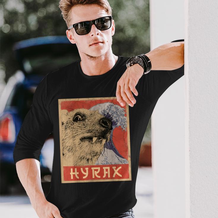 Hyrax Japaneseintage Style Hyrax Meme Langarmshirts Geschenke für Ihn