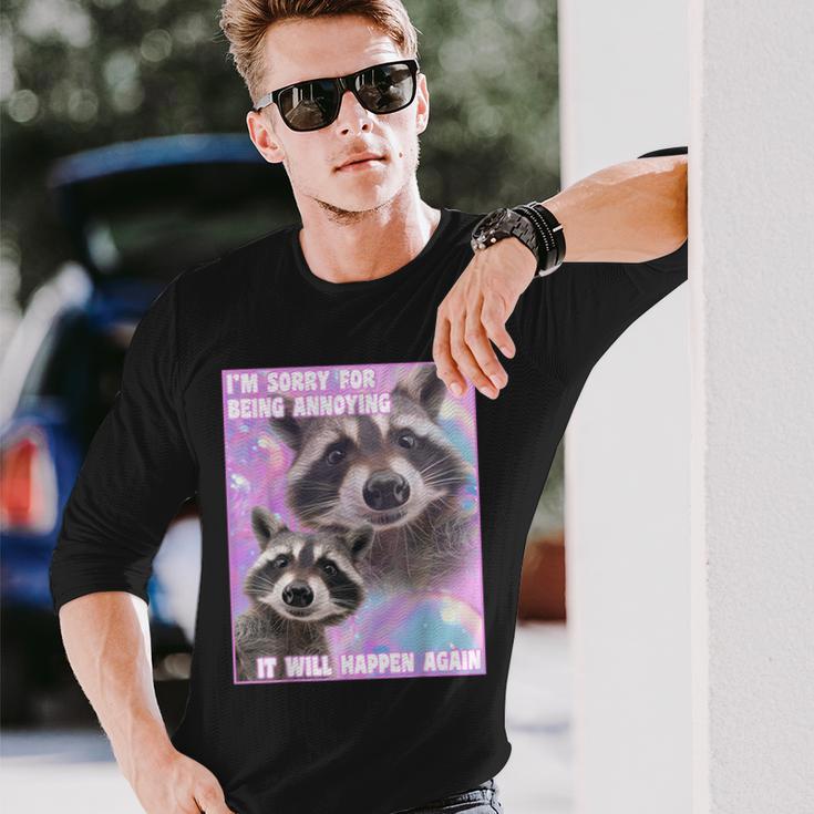 I'm Sorry For Being Annoying Trash Raccoon Meme Langarmshirts Geschenke für Ihn