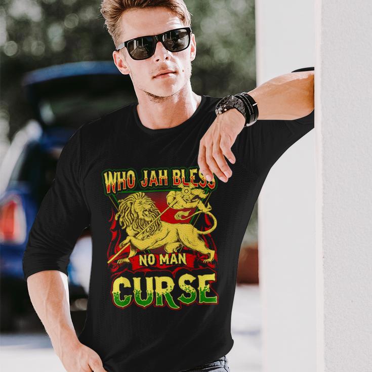 Who Jah Bless No Man Curse Reggae Lover Rasta Langarmshirts Geschenke für Ihn