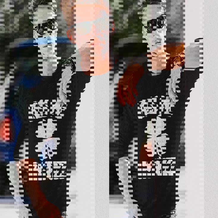 Kiss Me I'm IRizz Irish Rizz Lucky Saint Patricks Day Clover Premium Long Sleeve T-Shirt Gifts for Him