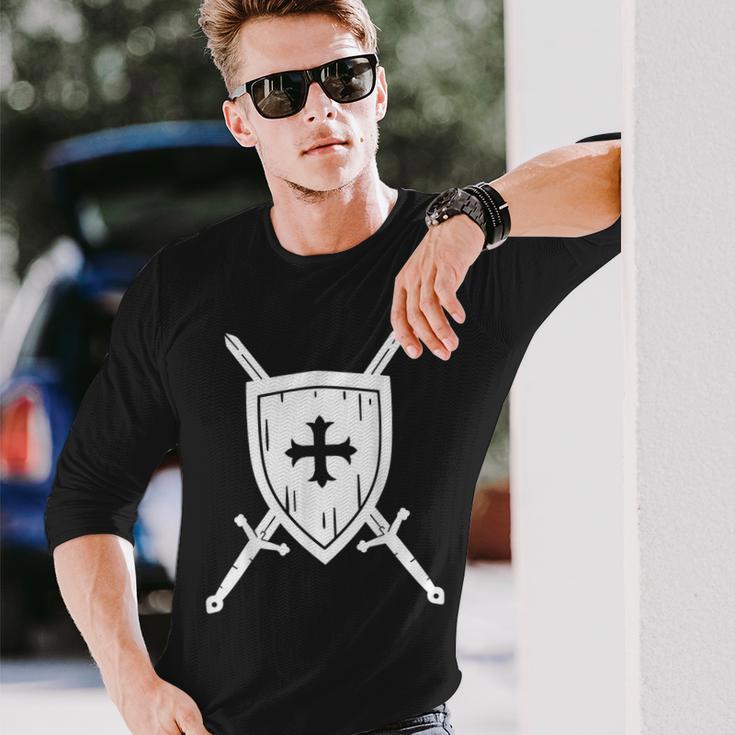 Knight Costume Knight Costume Shield Sword Langarmshirts Geschenke für Ihn