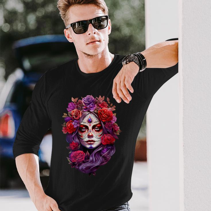 La Catrina Cool Dia De Muertos Day Of The Dead Langarmshirts Geschenke für Ihn