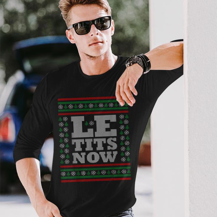 Le Tits Now Ugly Jumper Christmas Lass Es Snow Christmas Langarmshirts Geschenke für Ihn